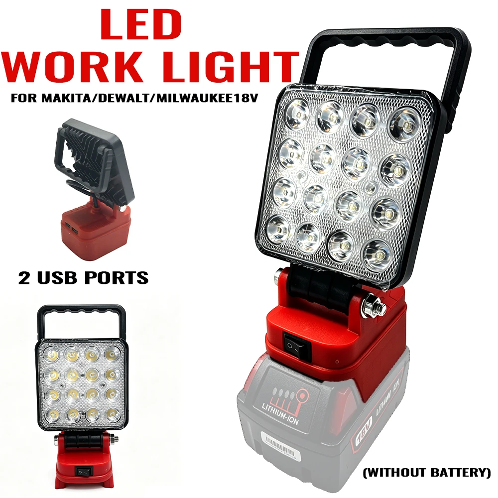 Lámpara de trabajo LED portátil compatible Makita Milwaukee Dewalt - imagen 3