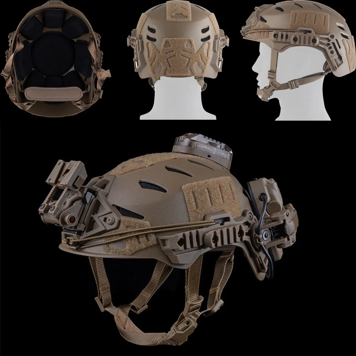 Casco táctico ajustable en uso