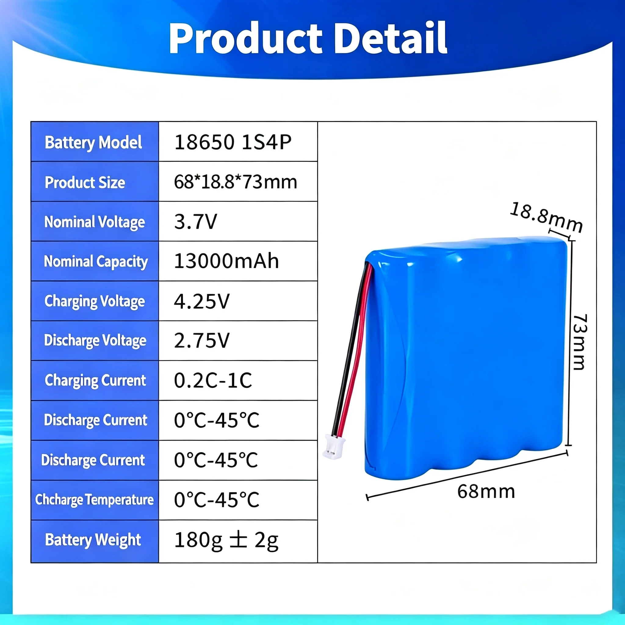 Batería recargable 18650 de litio 3,7 V con conector XH2.54 - imagen 3