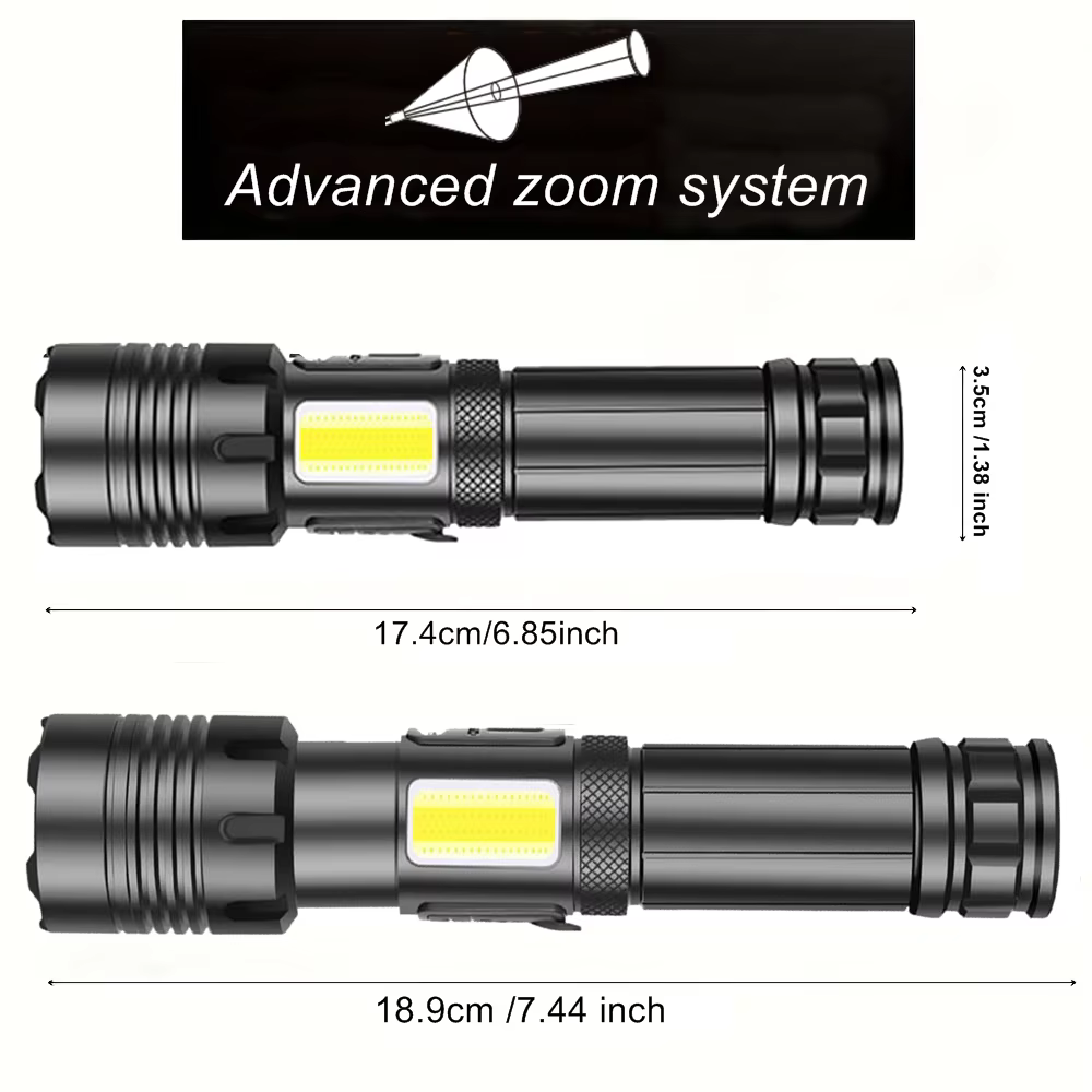 Linterna LED zoom carga USB para caza, camping, pesca y senderismo - imagen 5