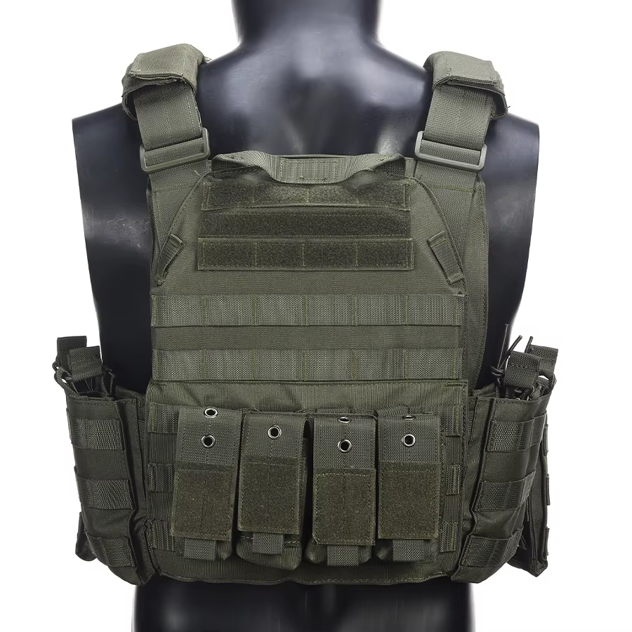 Chaleco táctico liberación rápida con portaequipos frontal oculto