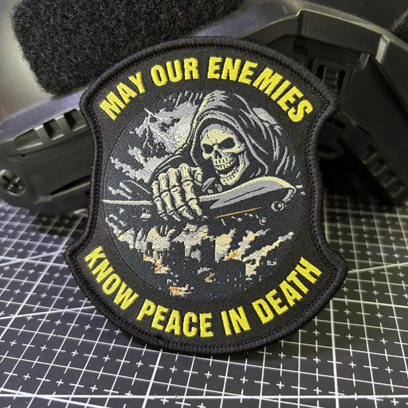 Parche Táctico Grim Reaper Calavera Bordado con Bucle para Brazalete - imagen 3