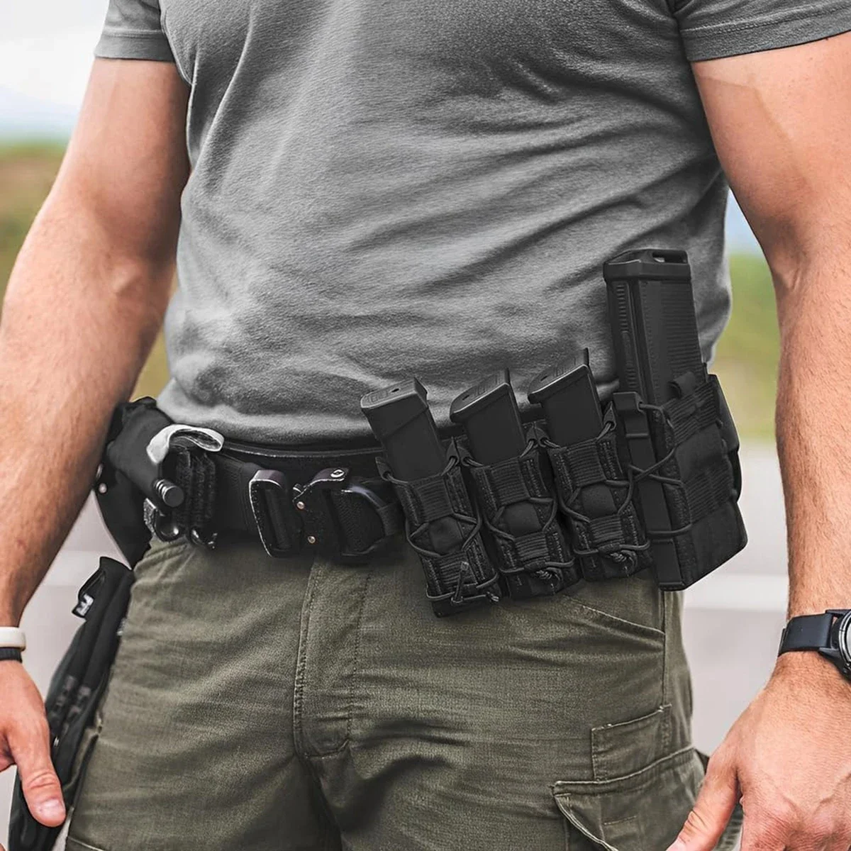 Portacargadores MOLLE pistola 9mm con funda táctica para cinturón - imagen 5