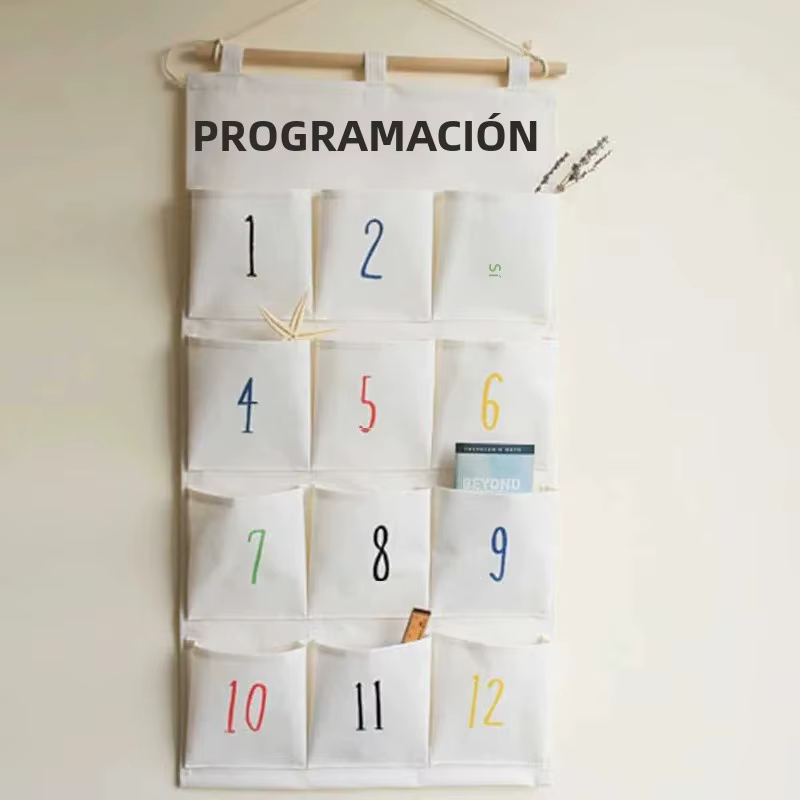 Organizador de pared colgante multicapa en tela vaquera con bolsillos - imagen 2