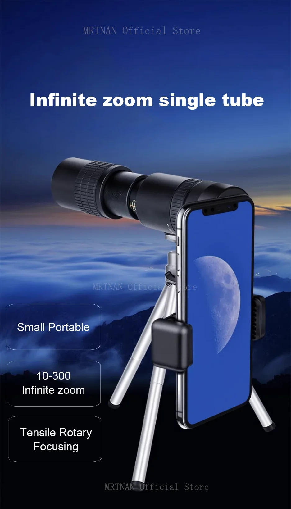 Telescopio monocular con zoom y diseño portátil
