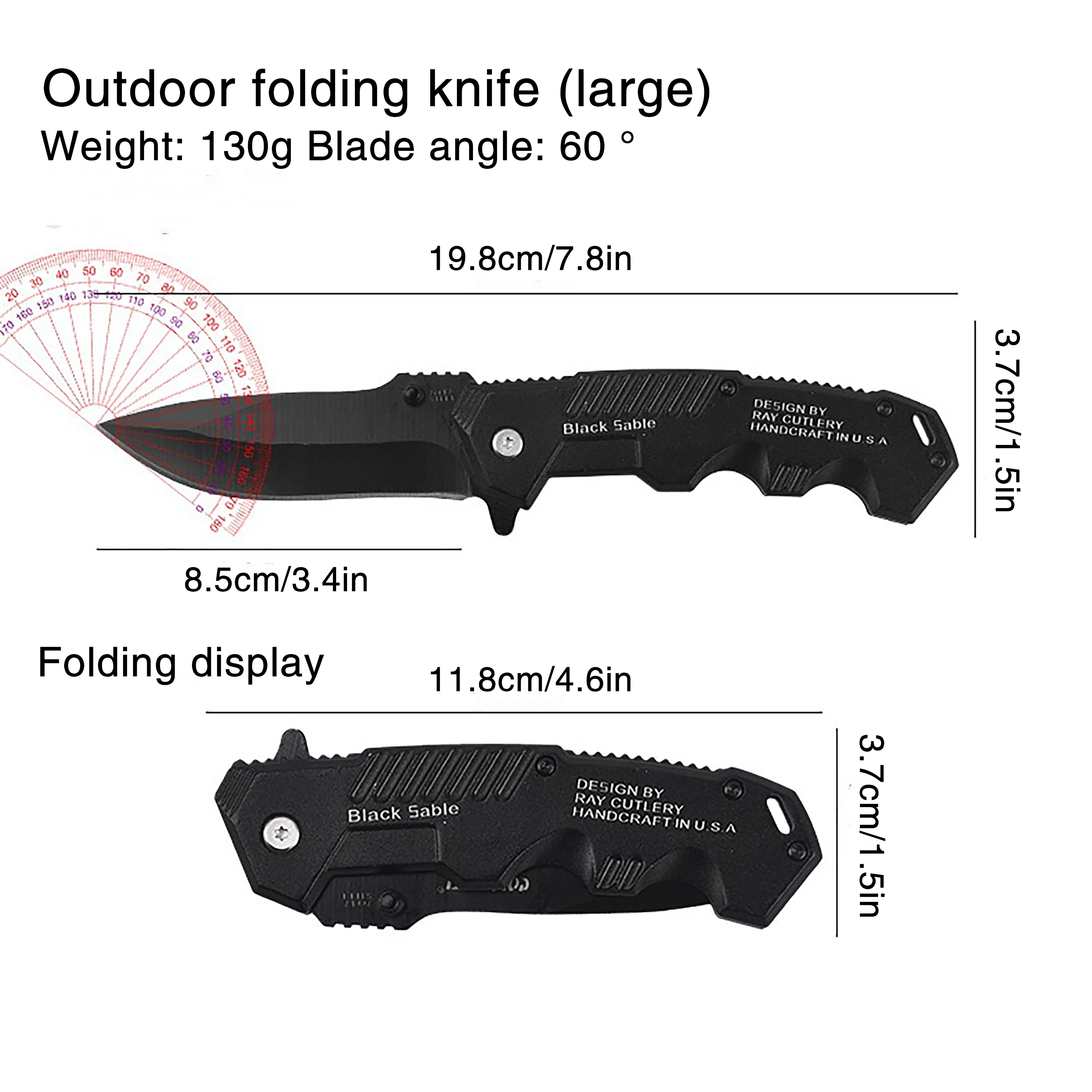 Vista del cuchillo plegable EDC