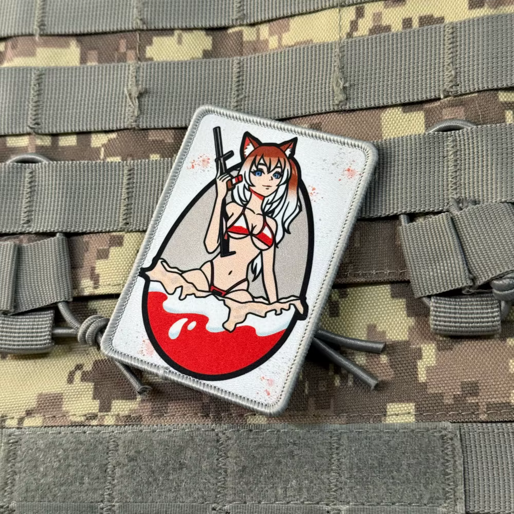 Parche velcro táctico con estampado anime chica para mochila - imagen 4