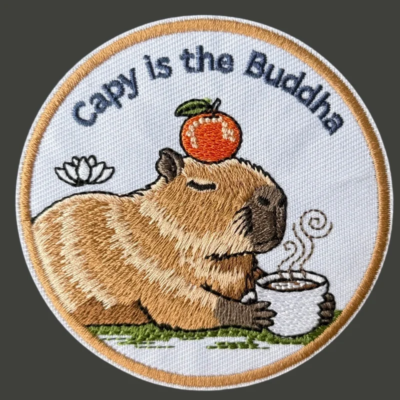 Parche bordado táctico capibara Capy es el Buda gancho y bucle - imagen 5