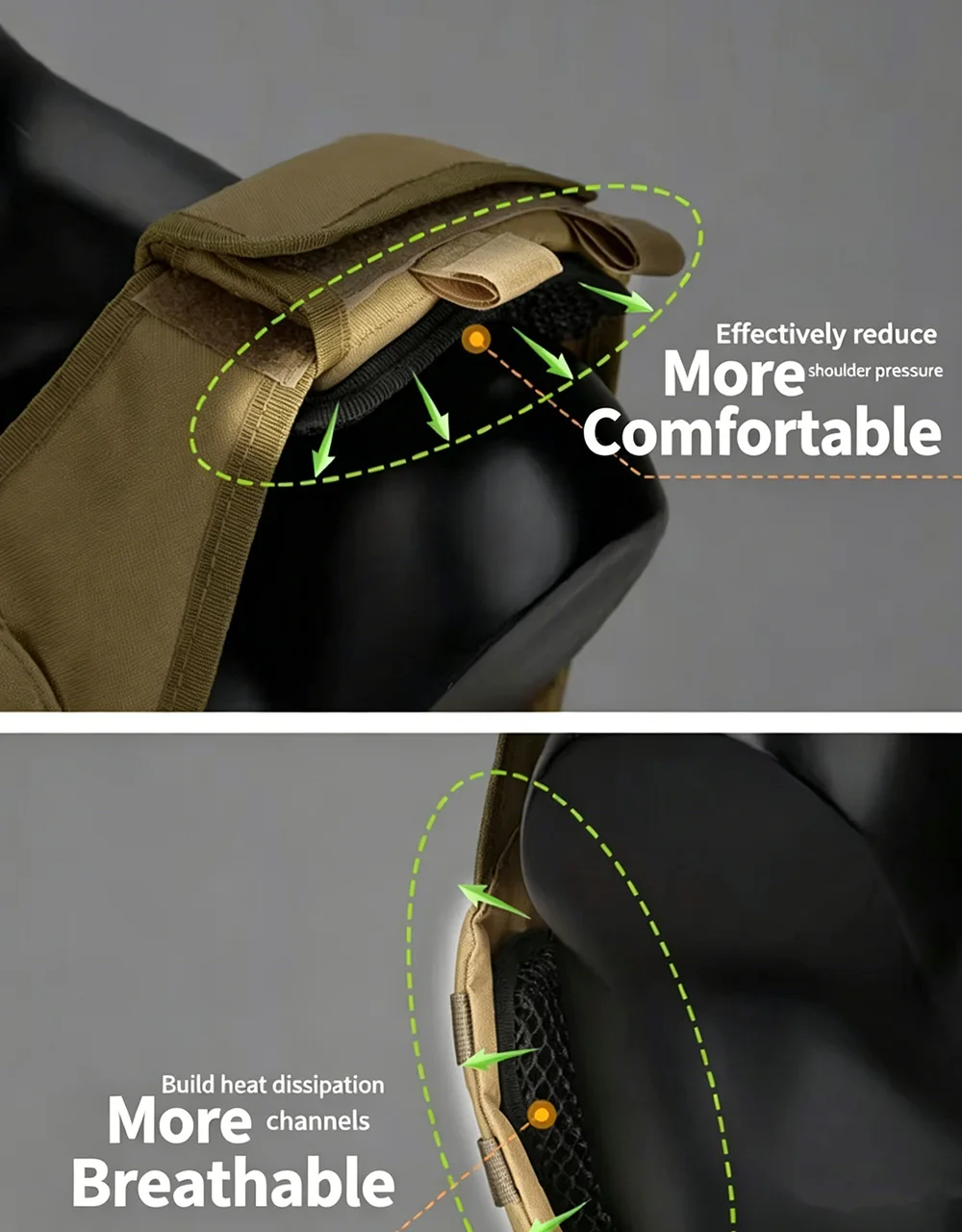 Mochila Táctica MOLLE con Malla Transpirable 3D para Gaming y Outdoor - imagen 2