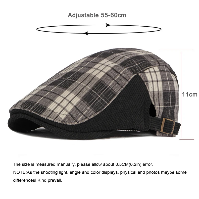 Gorra plana Gatsby de cuadros con visera ajustable - imagen 4