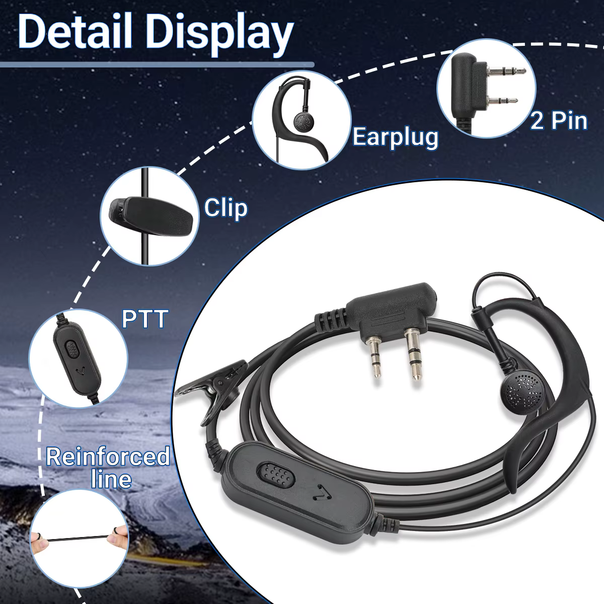 Microfono PTT Baofeng UV-5R auricular walkie talkie bidireccional - imagen 4
