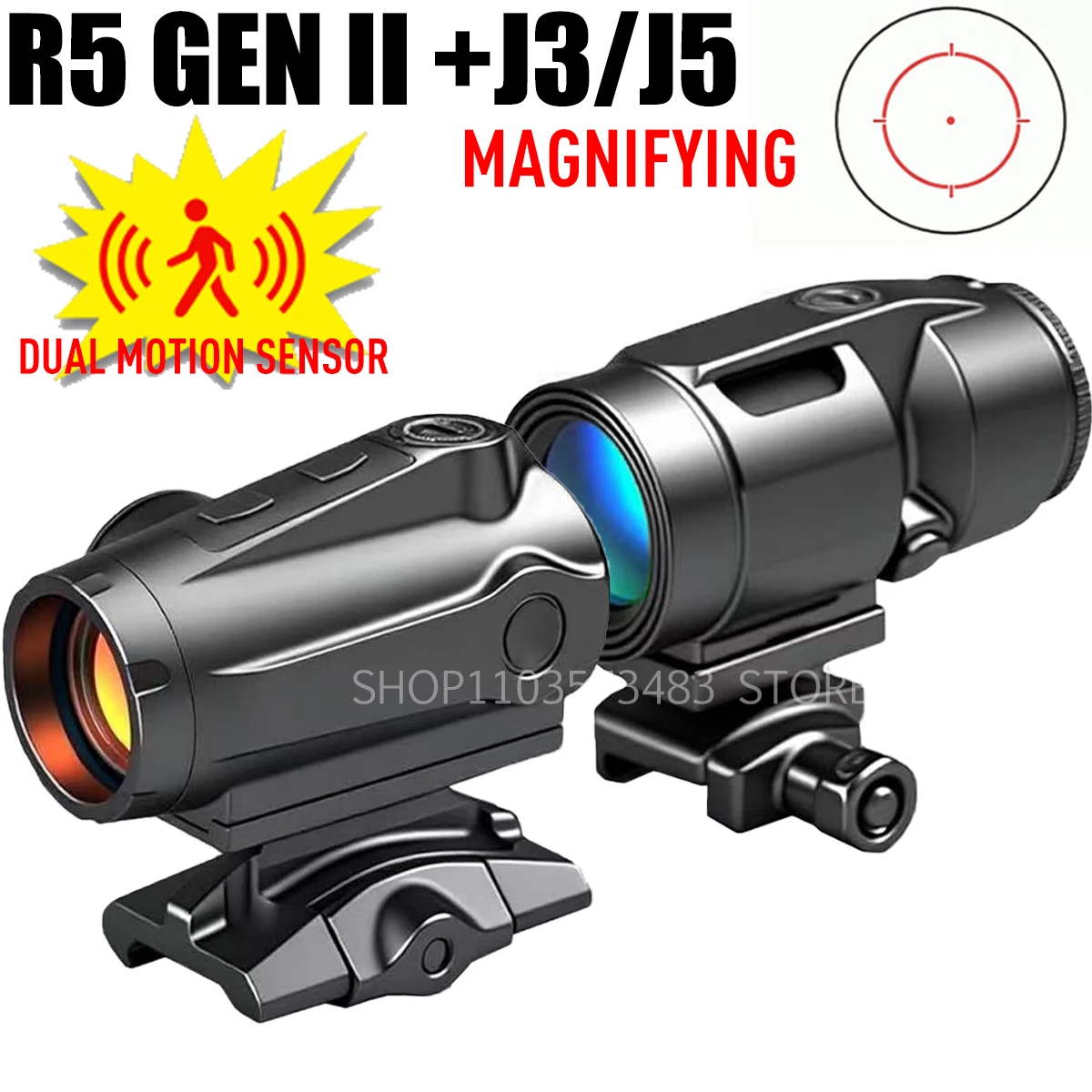 Mira holográfica R5 GEN II punto rojo con lupa 3x - Soporte riel 20mm Airsoft
