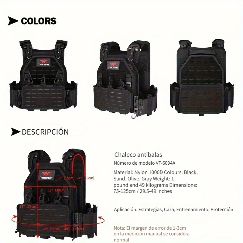 Chaleco táctico YAKEDA 6094 corte láser ligero desmontaje rápido - imagen 5