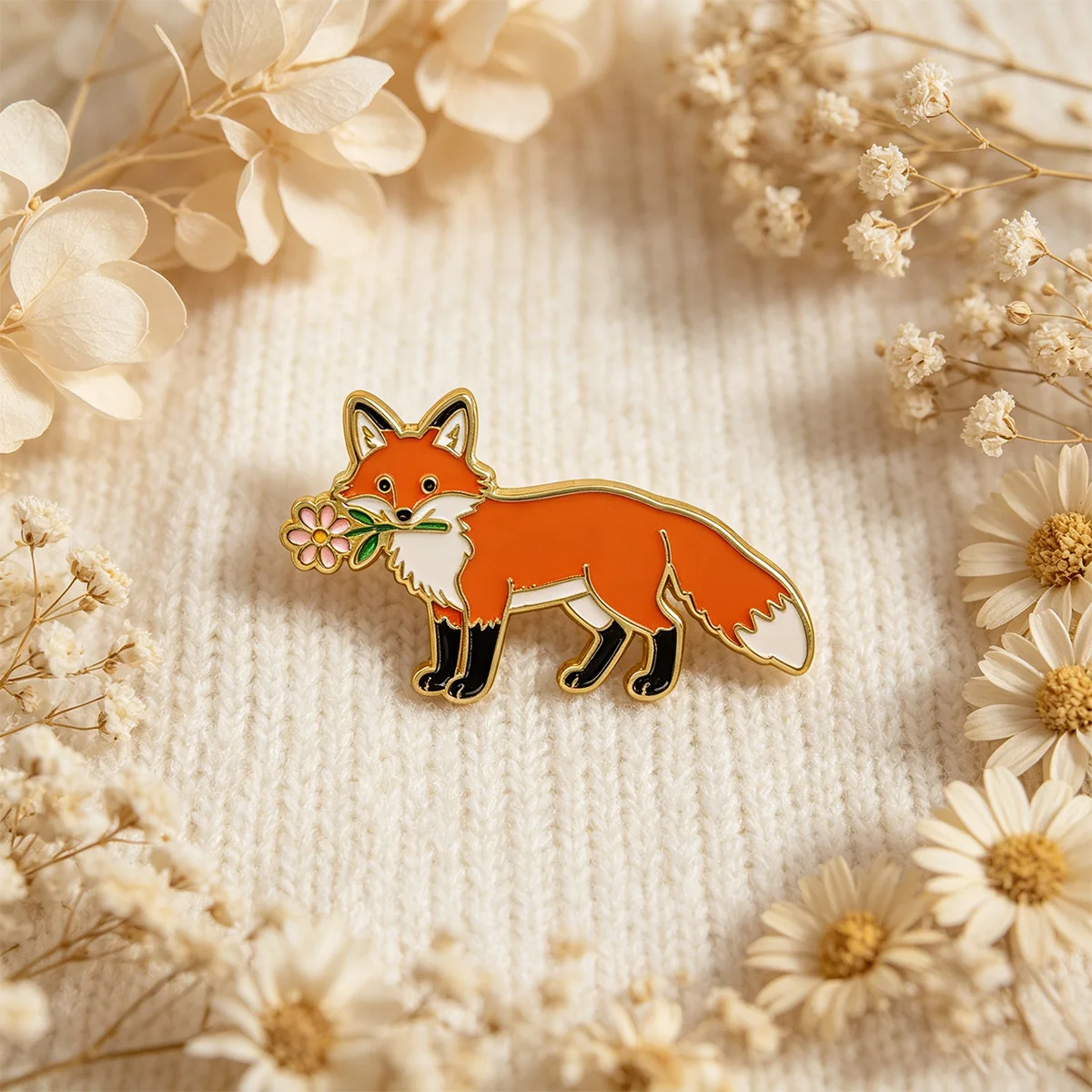 Pin esmaltado zorro – Broche metal para mochila o sombrero - imagen 4