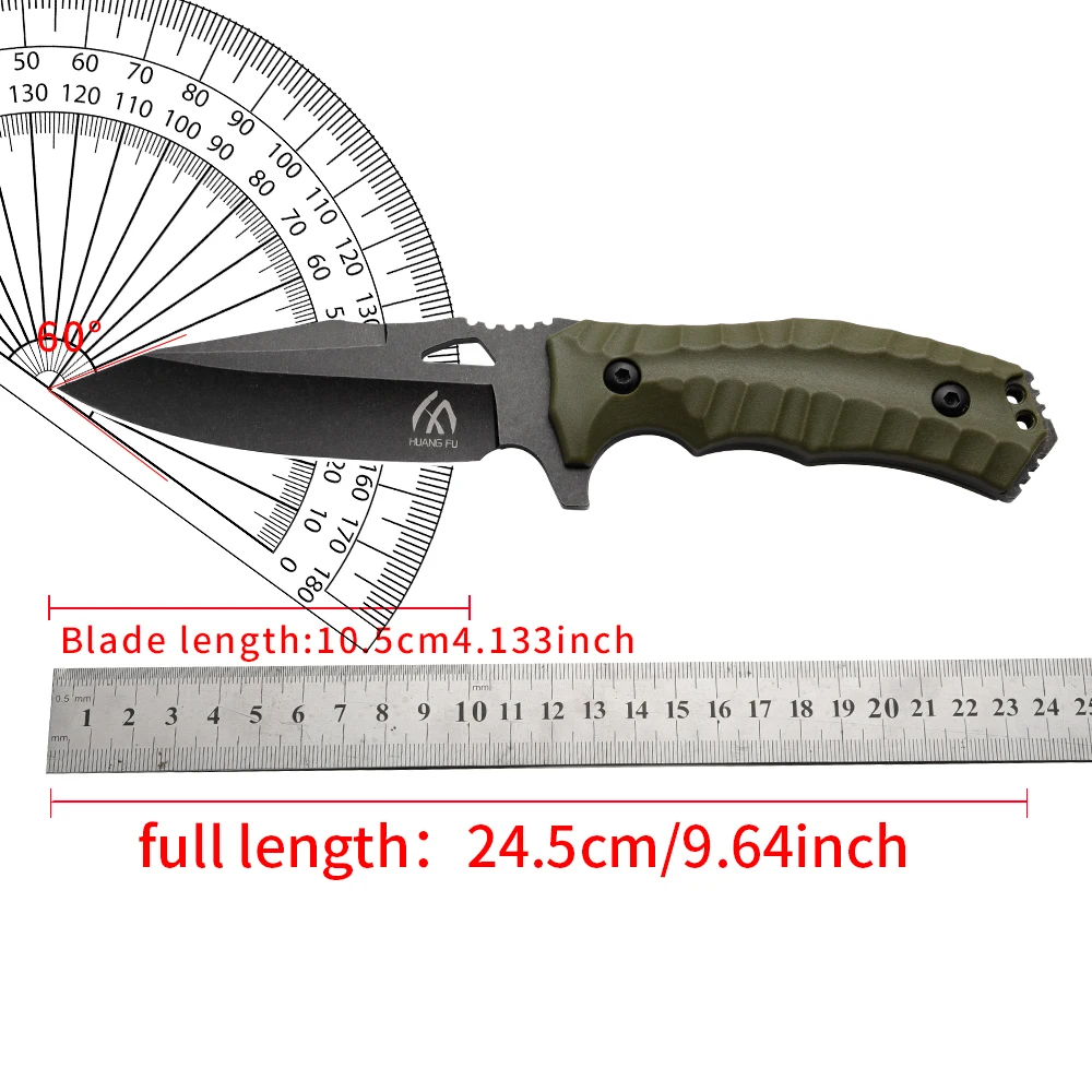 Cuchillo fijo táctico para exterior con funda de emergencia - imagen 4