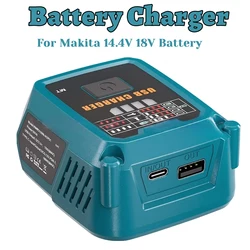 Cargador dual USB-C para baterías Makita de 18 V con pantalla