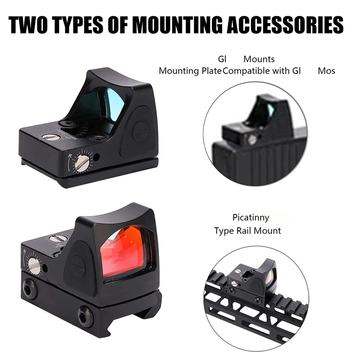 Mira táctica punto rojo Picatinny Glock para pistola - imagen 3