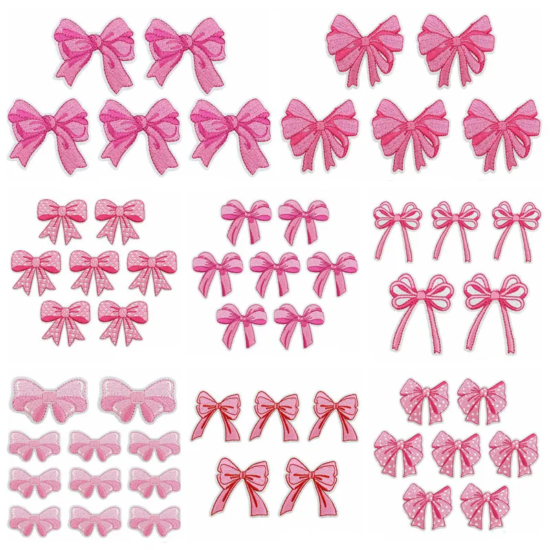 Parche bordado con lazo rosa