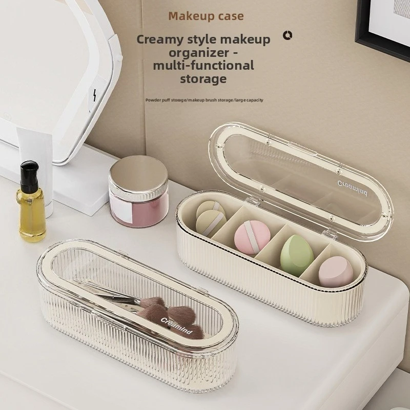 Estuche organizador de brochas maquillaje con tapa transparente