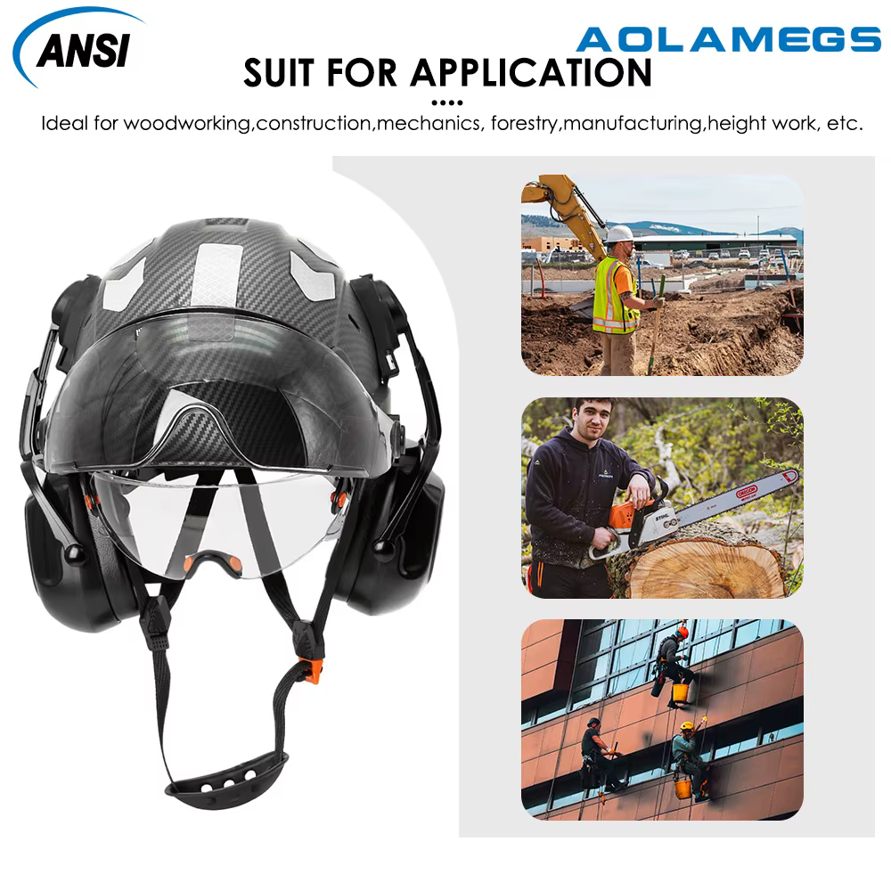 Casco de seguridad en uso en entorno de construcción