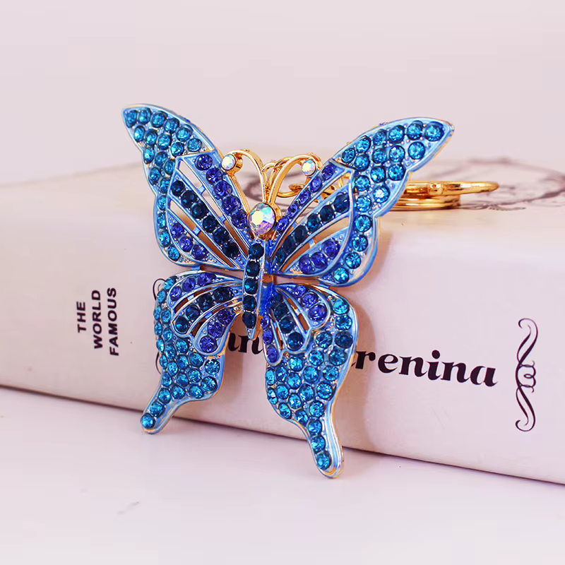 Llavero mariposa con pedrería multicolor para bolso - imagen 4