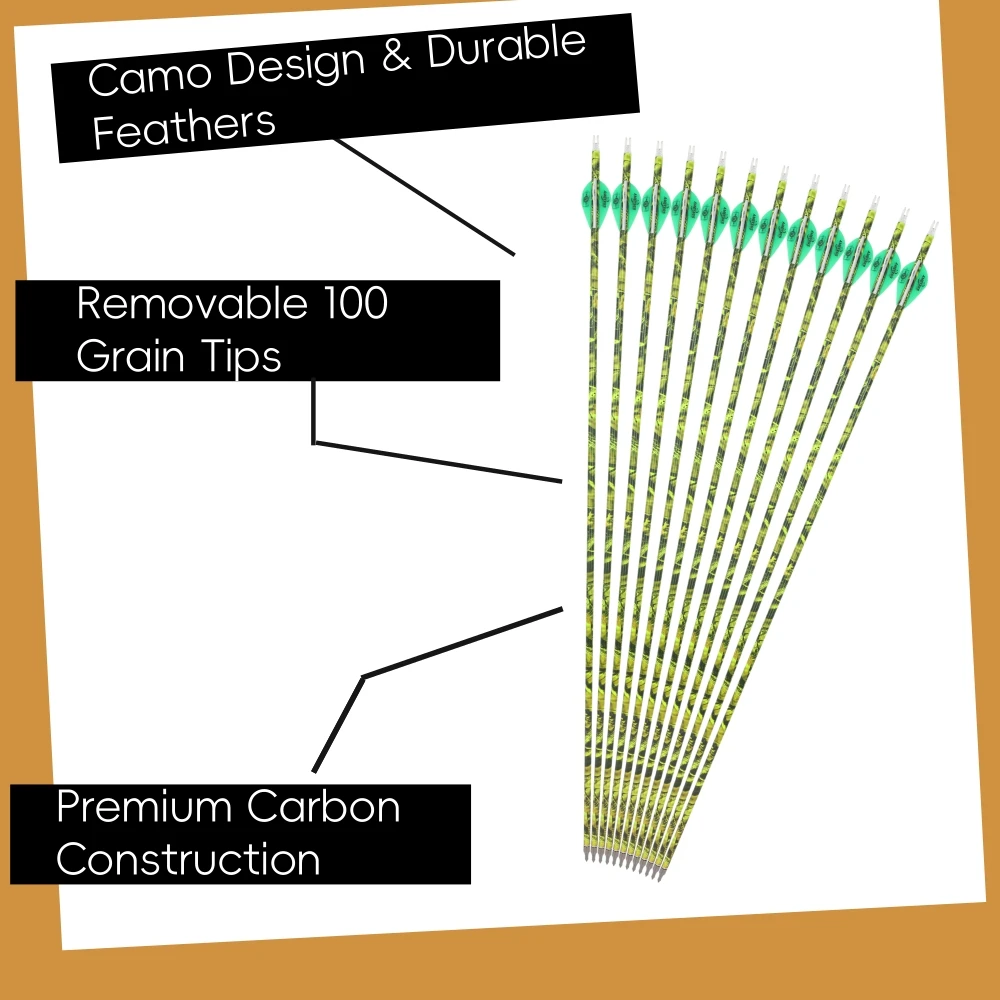 SP500 Flechas de carbono mixto para arco con plumas de goma - imagen 2