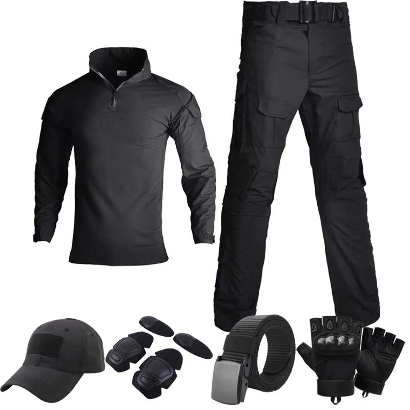 Uniforme táctico negro ripstop resistente al desgaste, pantalón cargo - imagen 3