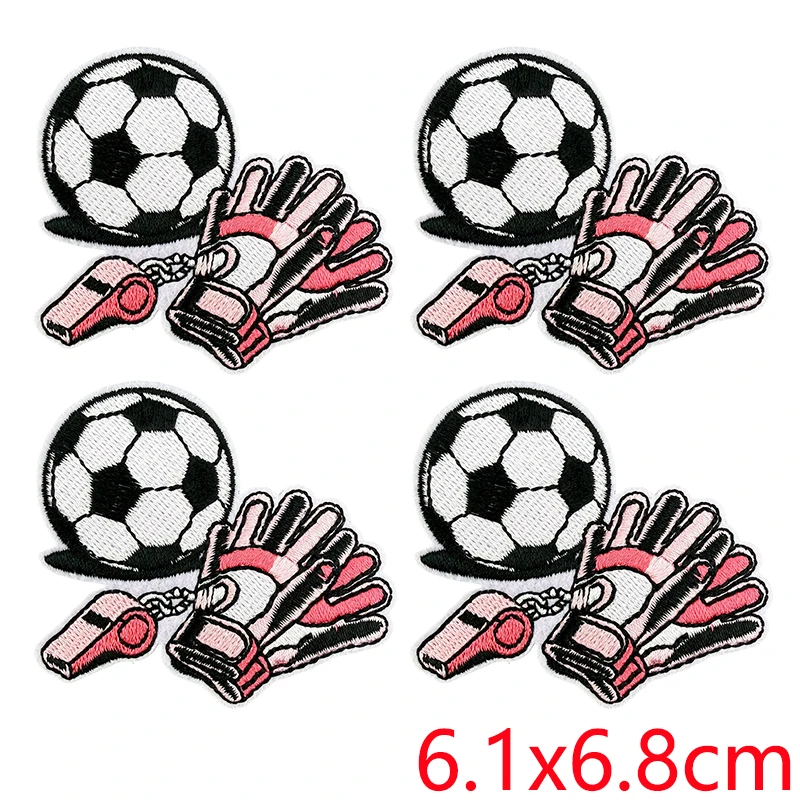 Parches bordados termoadhesivos de fútbol para chaquetas y mochilas