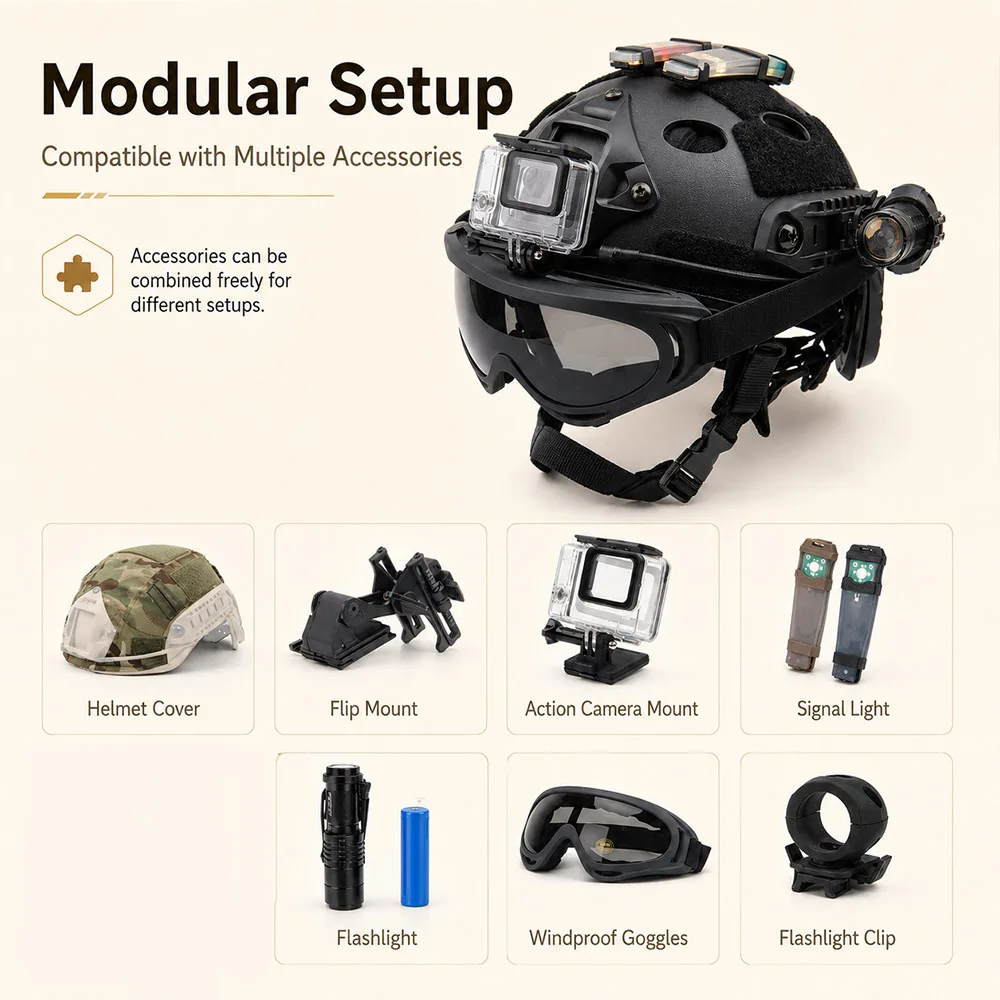 Casco táctico FAST infantil con gafas y soporte para cámara - imagen 3