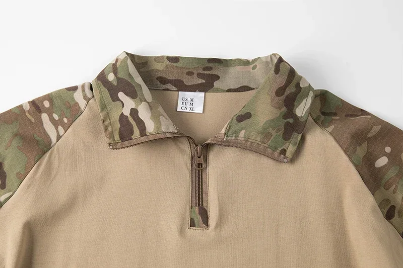 Detalle de la camiseta táctica camuflaje