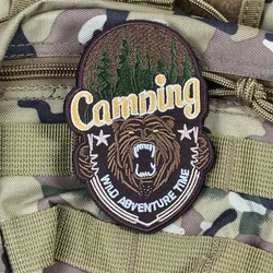 Parche táctico bordado de oso militar con Velcro para mochila y ropa