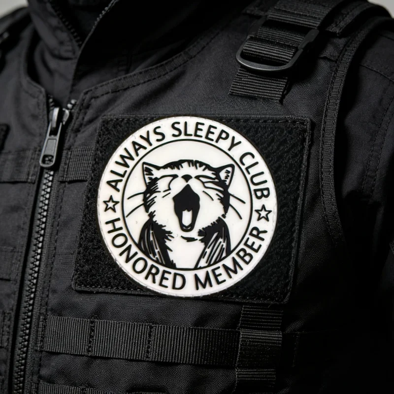 Parche táctico PVC gato Always Sleepy Club con velcro