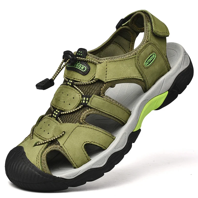 HIKEUP Sandalias senderismo verano piel transpirables antideslizantes hombre - imagen 2