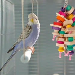 Juguetes para loros masticar: nudos y bloques madera colgantes