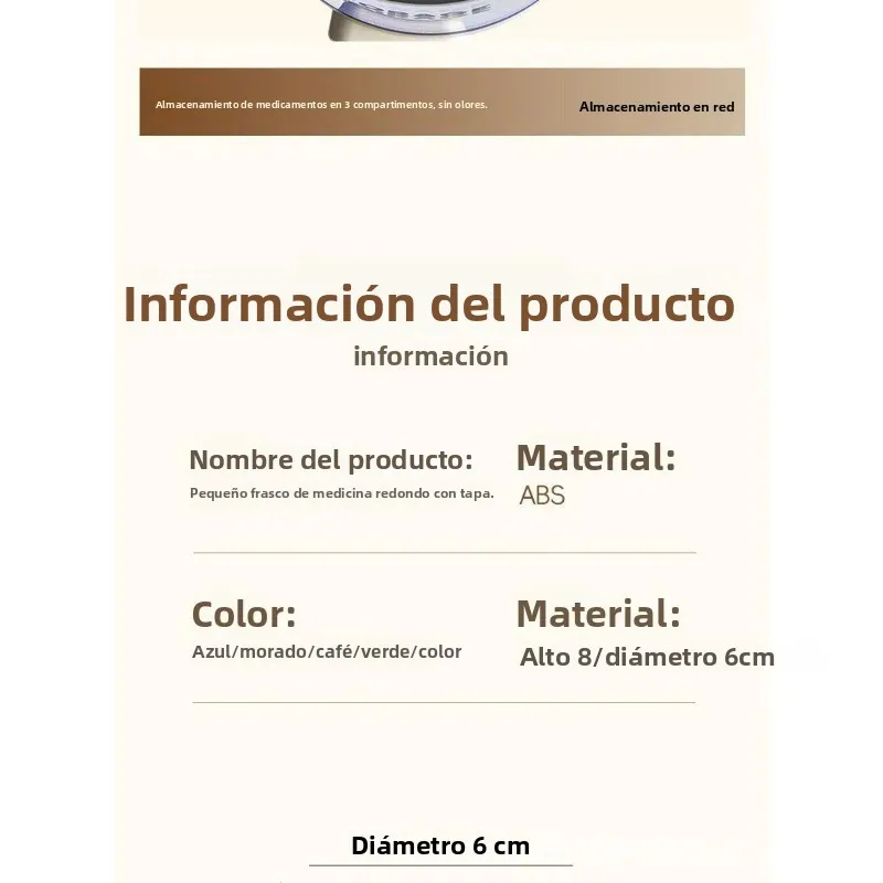 Pastillero tipo prensa compacto con compartimentos redondos portátil - imagen 5