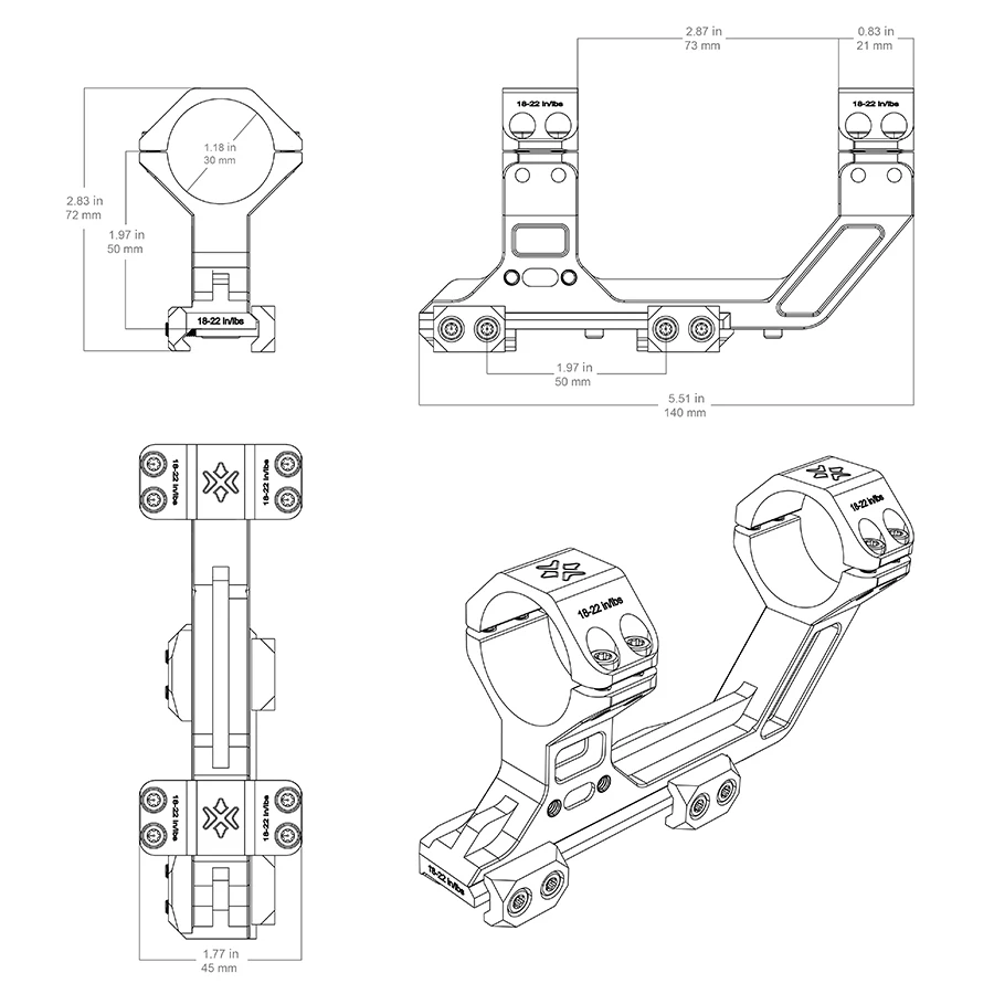 Vista del diseño de voladizo y fijación