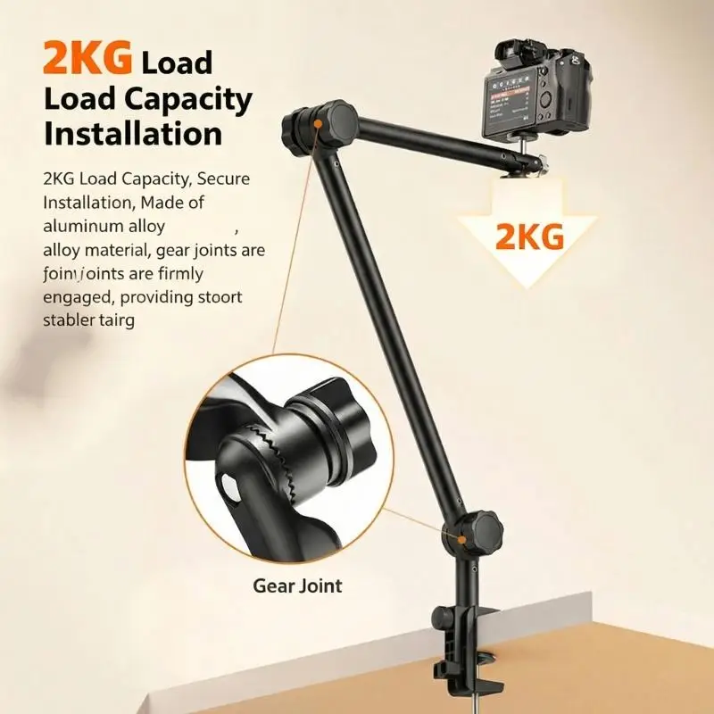 K1KF Soporte brazo micrófono ajustable para streaming y cámara - imagen 3