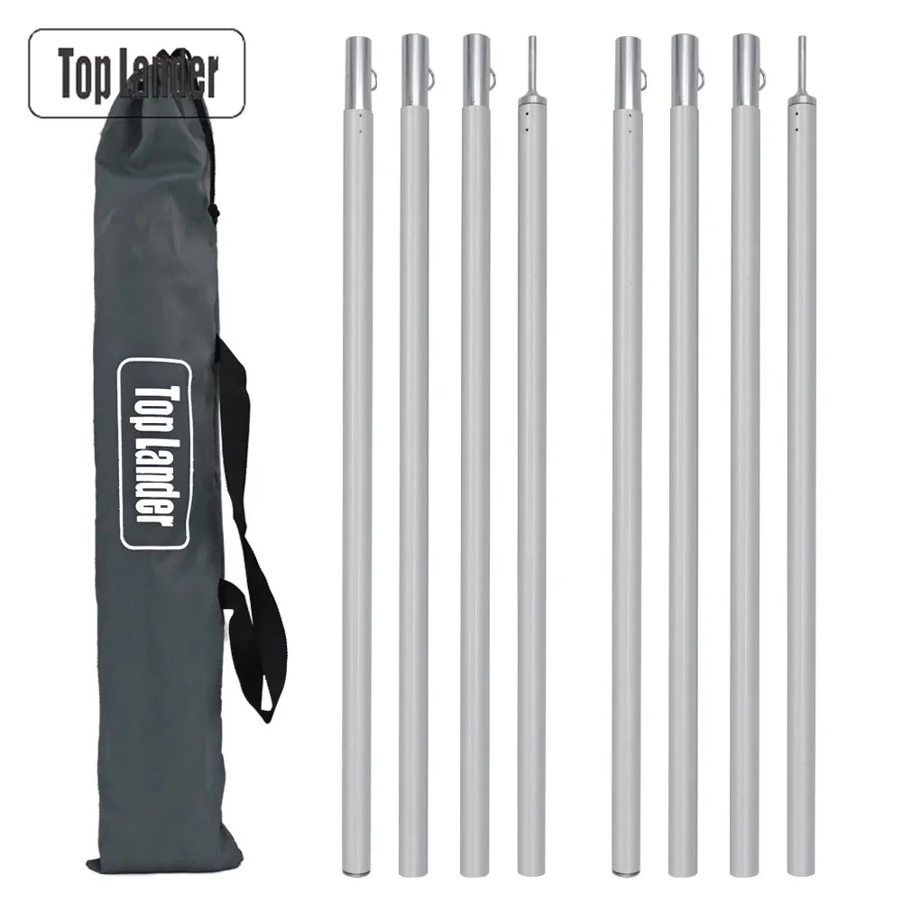 Toldo de lona ajustable con postes de aluminio y soporte camping