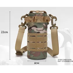 Bolsa táctica MOLLE para botella de agua con cordón y bandolera