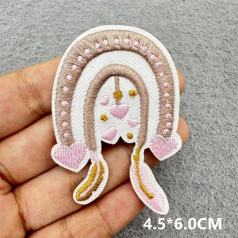 Parche bordado arcoíris y flores para ropa de niños - plancha DIY - imagen 5