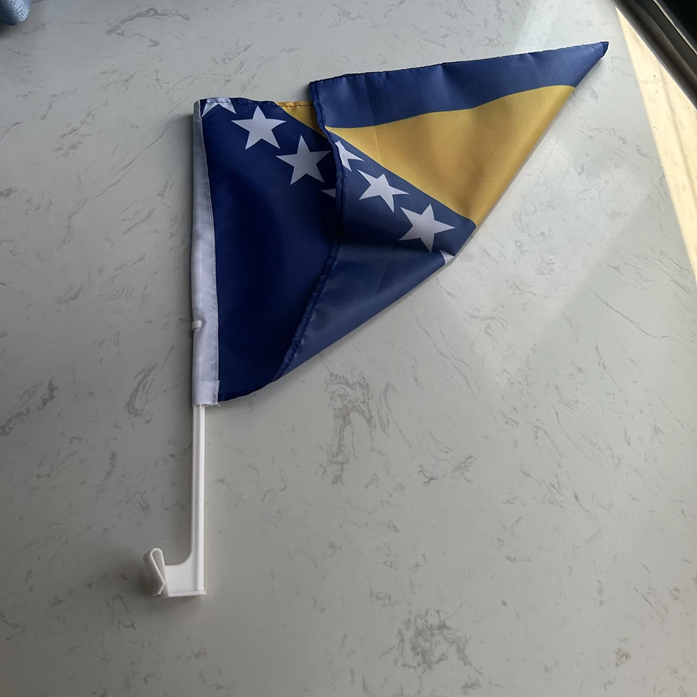 Bandera de coche Bosnia y Herzegovina para ventana con asta plástica - imagen 5