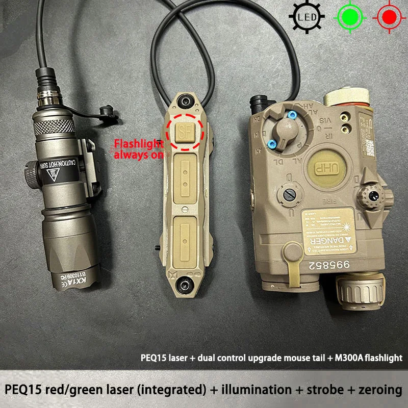 PEQ-15 linterna táctica airsoft con láser rojo y verde estroboscópico - imagen 4