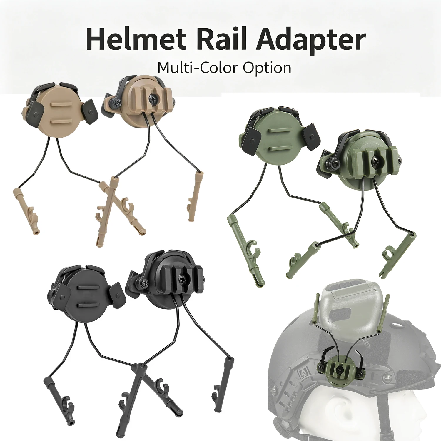 Adaptador Auriculares Riel Picatinny Casco Militar Rotación 360° - imagen 5