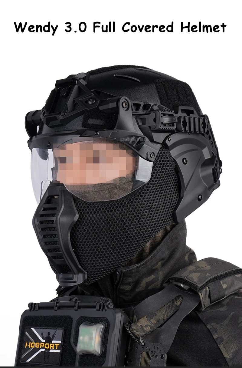 Casco táctico estilo Wendy 3.0 con protección facial