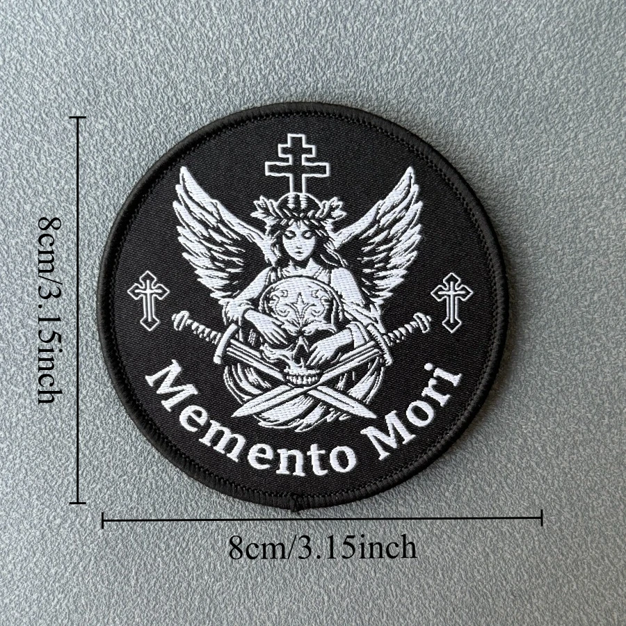 Parche táctico calavera ángel espada cruzada velcro Memento Mori - imagen 3