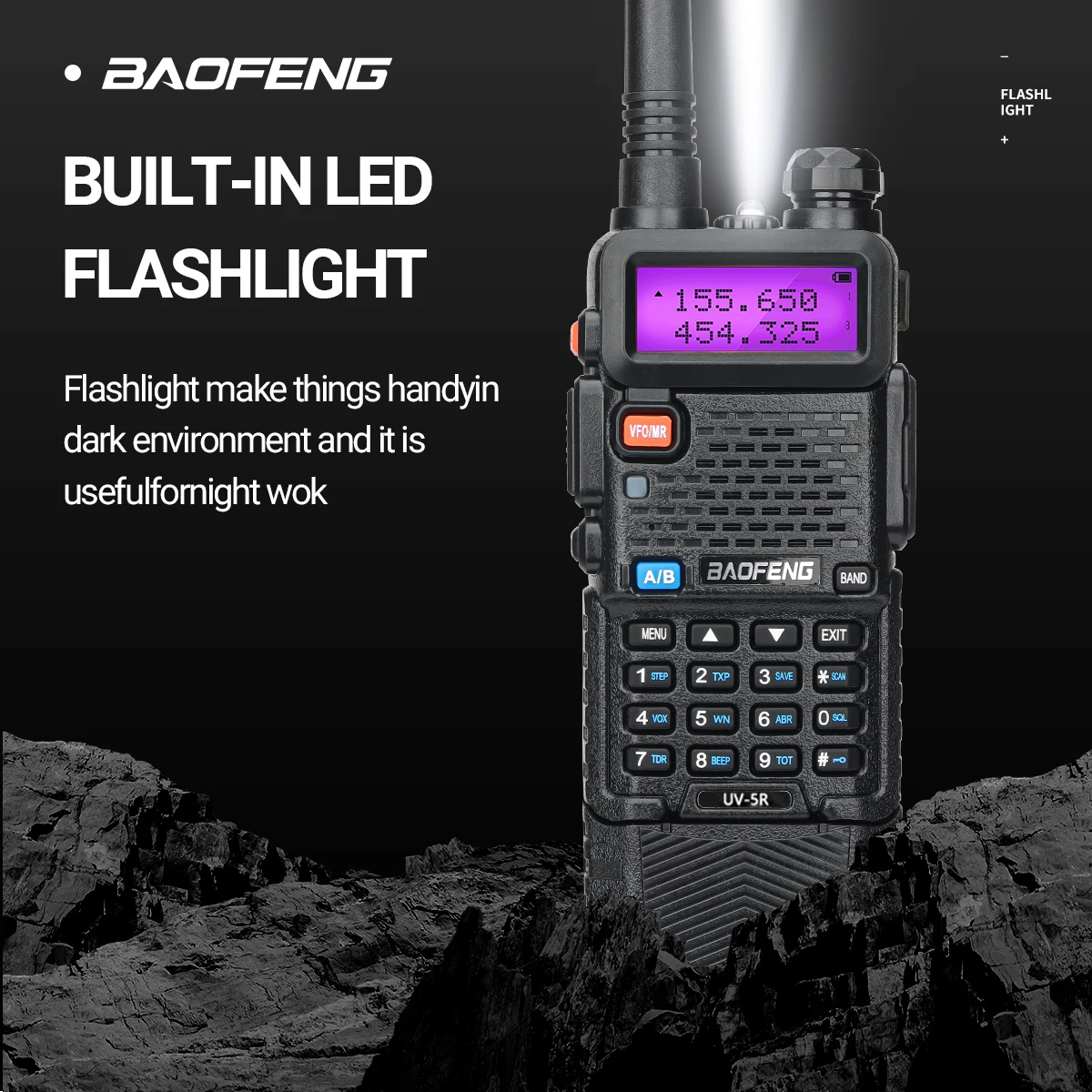 Vista detallada del transceptor Baofeng UV-5R doble banda