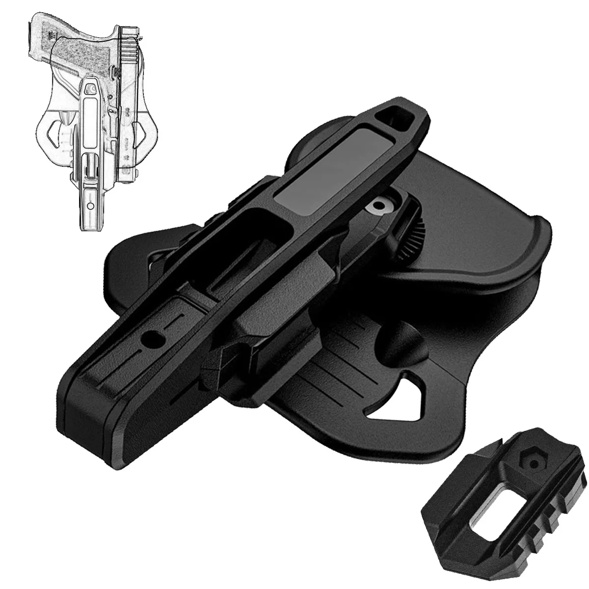 Funda pistolera táctica oculta riel Picatinny Glock 9mm