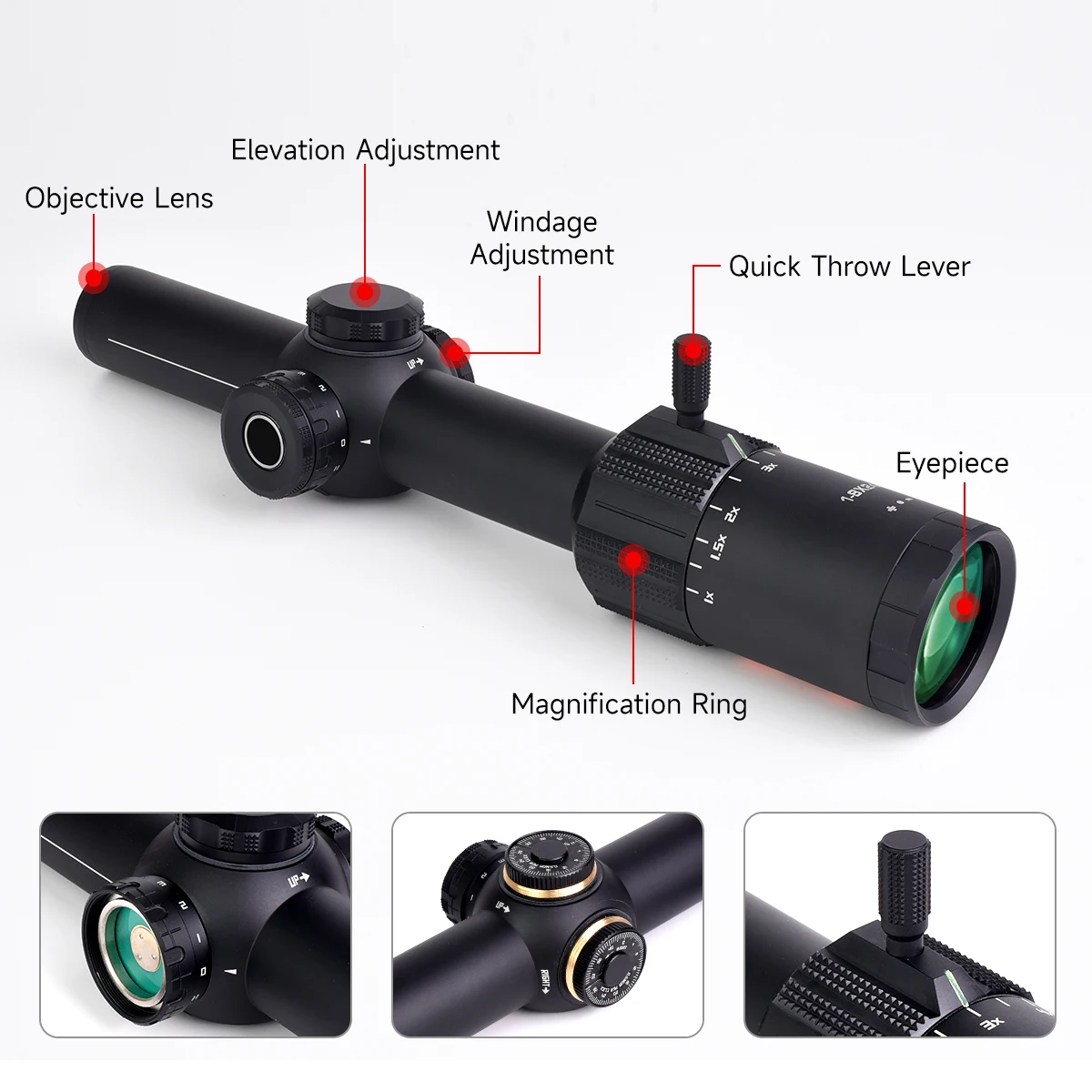 Visor LPVO SFP táctico monotubo retícula BDC resistente impactos