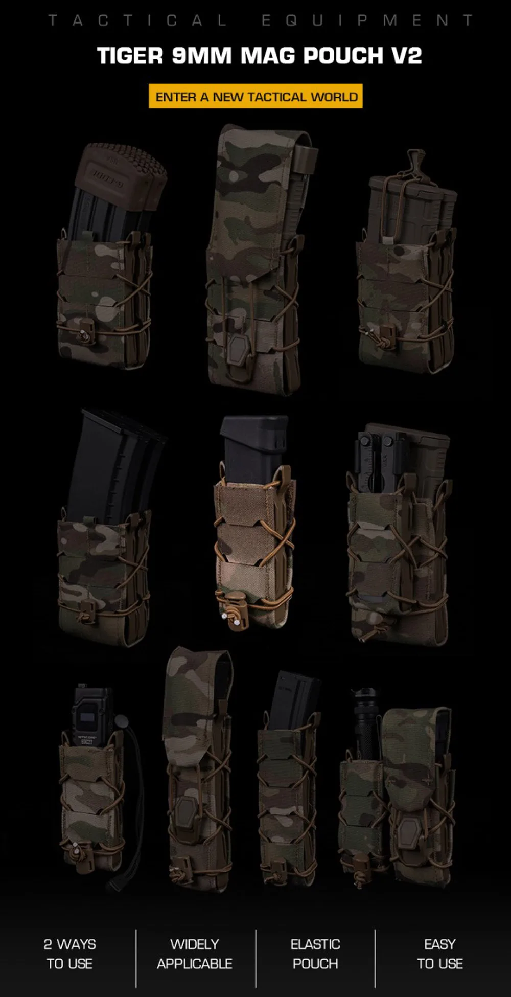 Bolsa táctica Tiger Gen 2 en configuración MOLLE