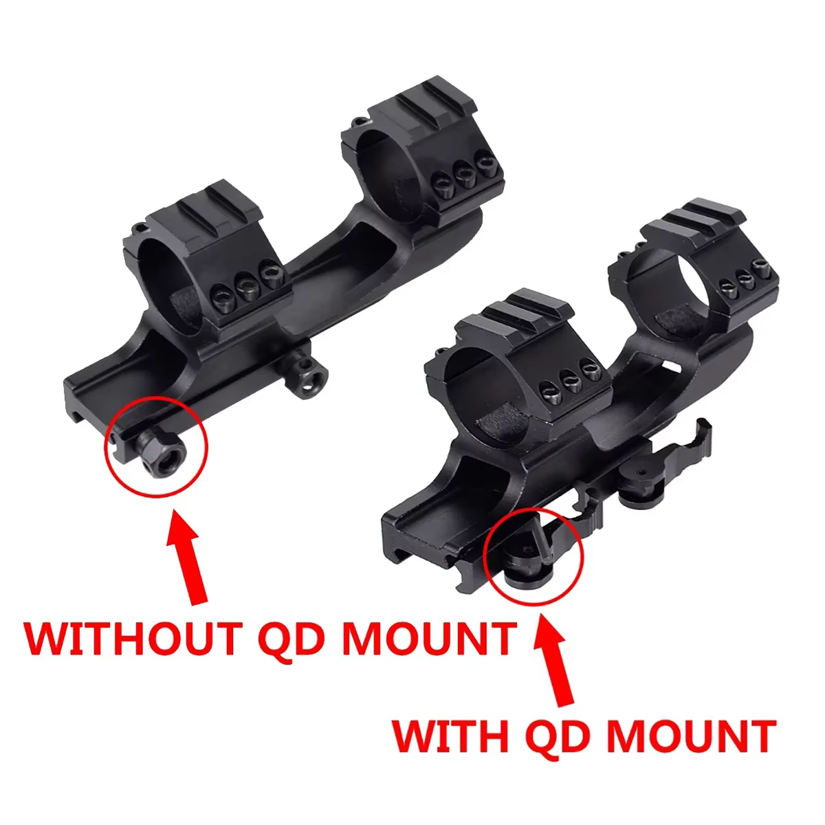 Soporte anillos táctico QD – Montura Picatinny 25,4mm y 30mm - imagen 2